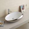Lavabo ovale asymétrique argentée